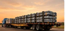 Flatbed trailer carrying materials