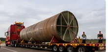 Heavy haul trailer with oversized industrial load